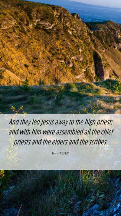 Picture 06 - Mark 14:53 KJV Mobile Phone Wallpaper - And they led Jesus away to the high priest: and - Mobile Bible Verse Wallpaper