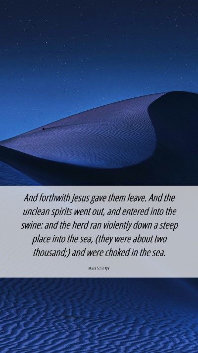 Picture 06 - Mark 5:13 KJV Mobile Phone Wallpaper - And forthwith Jesus gave them leave. And the - Mobile Bible Verse Wallpaper