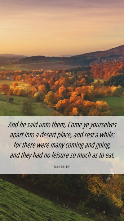 Picture 06 - Mark 6:31 KJV Mobile Phone Wallpaper - And he said unto them, Come ye yourselves apart - Mobile Bible Verse Wallpaper