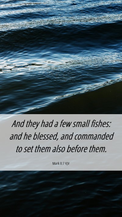 Picture 06 - Mark 8:7 KJV Mobile Phone Wallpaper - And they had a few small fishes: and he blessed, - Mobile Bible Verse Wallpaper