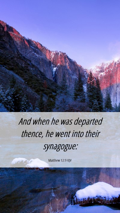 Picture 06 - Matthew 12:9 KJV Mobile Phone Wallpaper - And when he was departed thence, he went into - Mobile Bible Verse Wallpaper