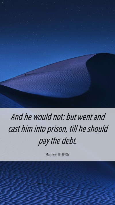 Picture 06 - Matthew 18:30 KJV Mobile Phone Wallpaper - And he would not: but went and cast him into - Mobile Bible Verse Wallpaper