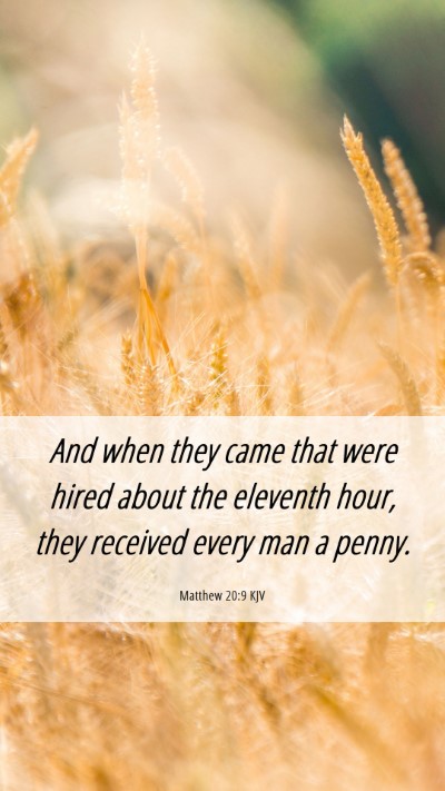 Picture 06 - Matthew 20:9 KJV Mobile Phone Wallpaper - And when they came that were hired about the - Mobile Bible Verse Wallpaper