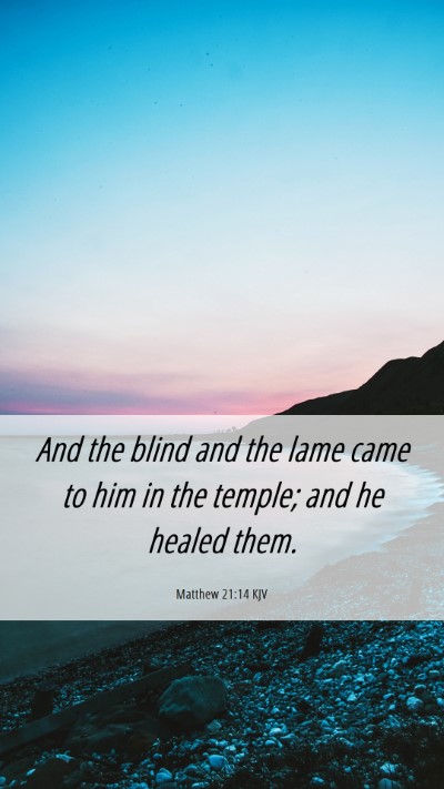 Picture 06 - Matthew 21:14 KJV Mobile Phone Wallpaper - And the blind and the lame came to him in the - Mobile Bible Verse Wallpaper