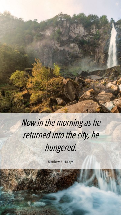 Picture 06 - Matthew 21:18 KJV Mobile Phone Wallpaper - Now in the morning as he returned into the city, - Mobile Bible Verse Wallpaper