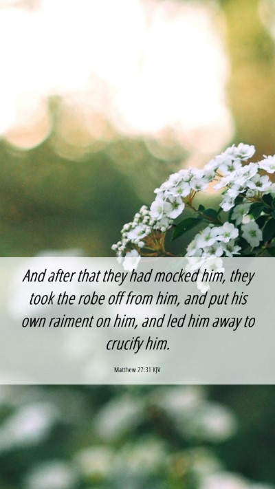 Picture 06 - Matthew 27:31 KJV Mobile Phone Wallpaper - And after that they had mocked him, they took the - Mobile Bible Verse Wallpaper