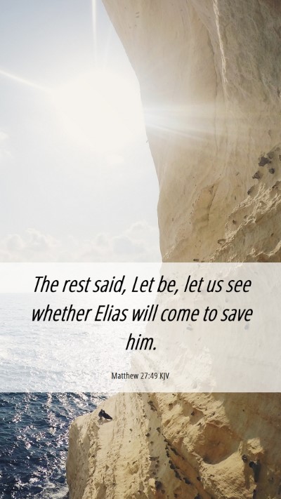 Picture 06 - Matthew 27:49 KJV Mobile Phone Wallpaper - The rest said, Let be, let us see whether Elias - Mobile Bible Verse Wallpaper
