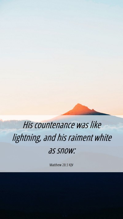 Picture 06 - Matthew 28:3 KJV Mobile Phone Wallpaper - His countenance was like lightning, and his - Mobile Bible Verse Wallpaper