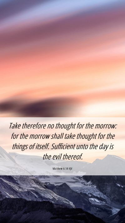 Picture 06 - Matthew 6:34 KJV Mobile Phone Wallpaper - Take therefore no thought for the morrow: for the - Mobile Bible Verse Wallpaper
