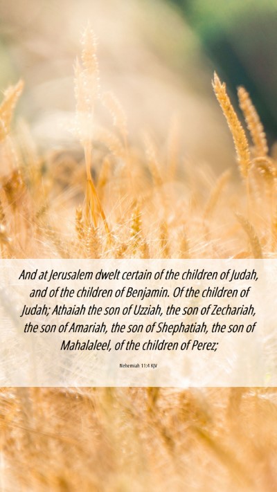 Picture 06 - Nehemiah 11:4 KJV Mobile Phone Wallpaper - And at Jerusalem dwelt certain of the children of - Mobile Bible Verse Wallpaper