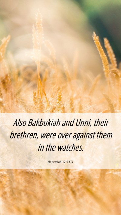 Picture 06 - Nehemiah 12:9 KJV Mobile Phone Wallpaper - Also Bakbukiah and Unni, their brethren, were - Mobile Bible Verse Wallpaper