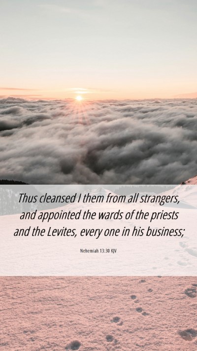 Picture 06 - Nehemiah 13:30 KJV Mobile Phone Wallpaper - Thus cleansed I them from all strangers, and - Mobile Bible Verse Wallpaper