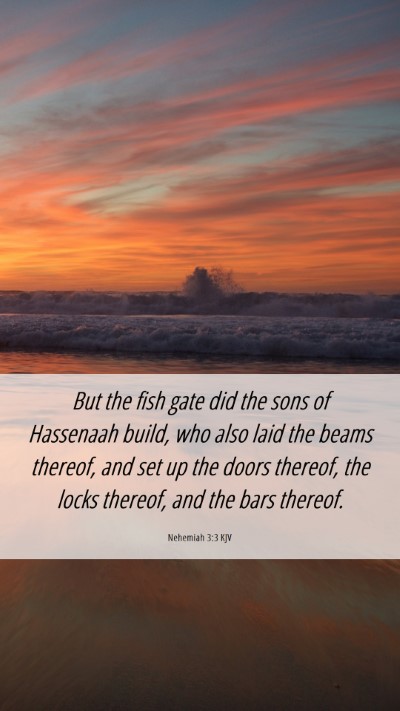 Picture 06 - Nehemiah 3:3 KJV Mobile Phone Wallpaper - But the fish gate did the sons of Hassenaah - Mobile Bible Verse Wallpaper