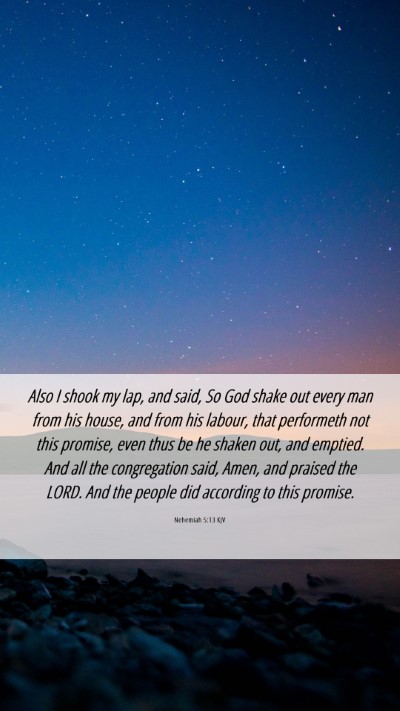 Picture 06 - Nehemiah 5:13 KJV Mobile Phone Wallpaper - Also I shook my lap, and said, So God shake out - Mobile Bible Verse Wallpaper
