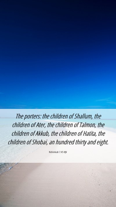 Picture 06 - Nehemiah 7:45 KJV Mobile Phone Wallpaper - The porters: the children of Shallum, the - Mobile Bible Verse Wallpaper