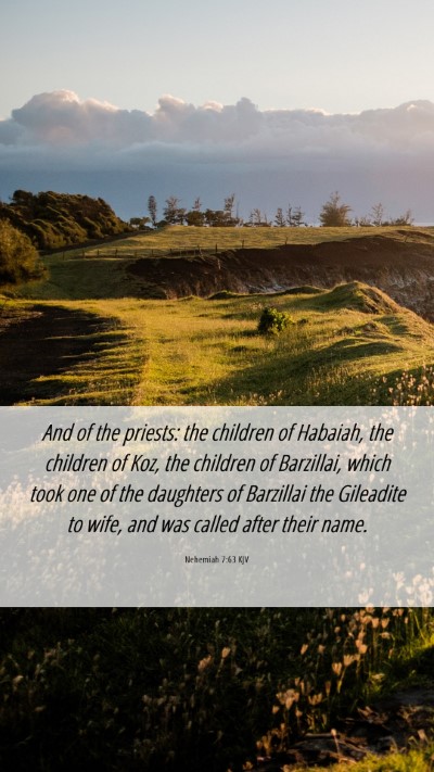 Picture 06 - Nehemiah 7:63 KJV Mobile Phone Wallpaper - And of the priests: the children of Habaiah, the - Mobile Bible Verse Wallpaper