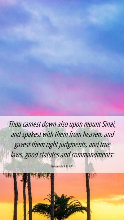 Picture 06 - Nehemiah 9:13 KJV Mobile Phone Wallpaper - Thou camest down also upon mount Sinai, and - Mobile Bible Verse Wallpaper