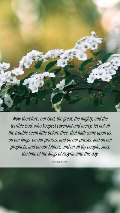 Picture 06 - Nehemiah 9:32 KJV Mobile Phone Wallpaper - Now therefore, our God, the great, the mighty, - Mobile Bible Verse Wallpaper