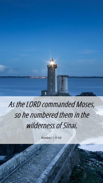 Picture 06 - Numbers 1:19 KJV Mobile Phone Wallpaper - As the LORD commanded Moses, so he numbered them - Mobile Bible Verse Wallpaper