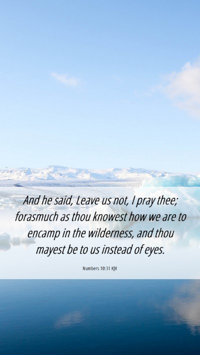 Picture 06 - Numbers 10:31 KJV Mobile Phone Wallpaper - And he said, Leave us not, I pray thee; forasmuch - Mobile Bible Verse Wallpaper