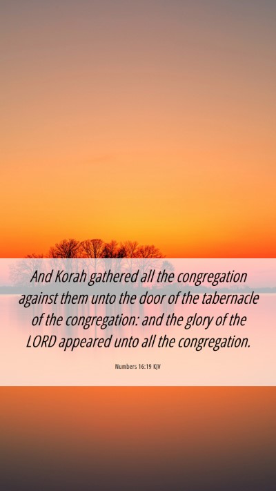 Picture 06 - Numbers 16:19 KJV Mobile Phone Wallpaper - And Korah gathered all the congregation against - Mobile Bible Verse Wallpaper