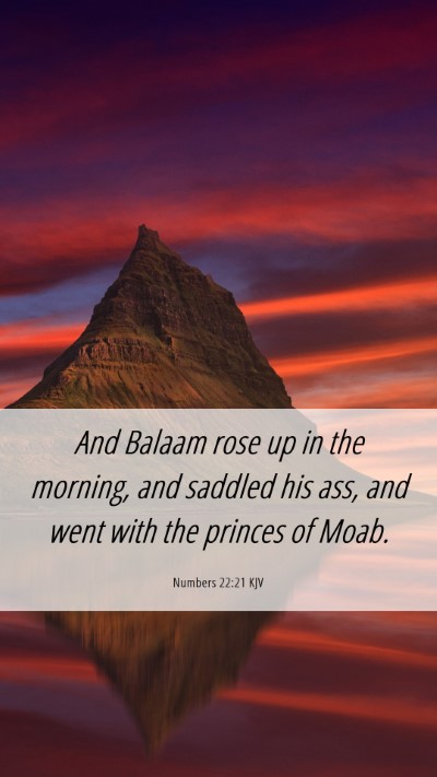Picture 06 - Numbers 22:21 KJV Mobile Phone Wallpaper - And Balaam rose up in the morning, and saddled - Mobile Bible Verse Wallpaper