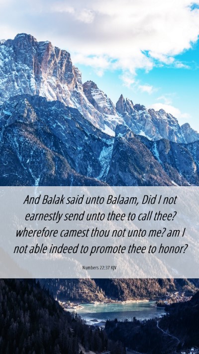 Picture 06 - Numbers 22:37 KJV Mobile Phone Wallpaper - And Balak said unto Balaam, Did I not earnestly - Mobile Bible Verse Wallpaper