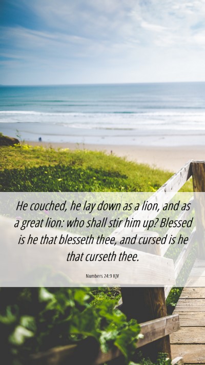 Picture 06 - Numbers 24:9 KJV Mobile Phone Wallpaper - He couched, he lay down as a lion, and as a great - Mobile Bible Verse Wallpaper