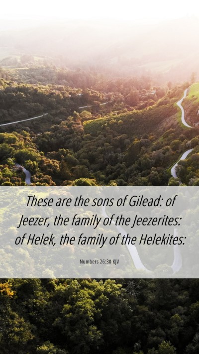 Picture 06 - Numbers 26:30 KJV Mobile Phone Wallpaper - These are the sons of Gilead: of Jeezer, the - Mobile Bible Verse Wallpaper