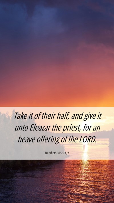 Picture 06 - Numbers 31:29 KJV Mobile Phone Wallpaper - Take it of their half, and give it unto Eleazar - Mobile Bible Verse Wallpaper