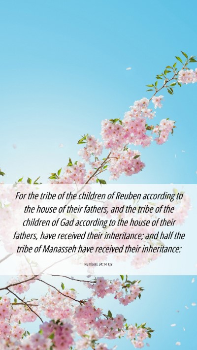 Picture 06 - Numbers 34:14 KJV Mobile Phone Wallpaper - For the tribe of the children of Reuben according - Mobile Bible Verse Wallpaper
