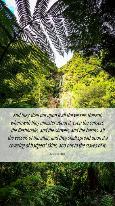 Picture 06 - Numbers 4:14 KJV Mobile Phone Wallpaper - And they shall put upon it all the vessels - Mobile Bible Verse Wallpaper