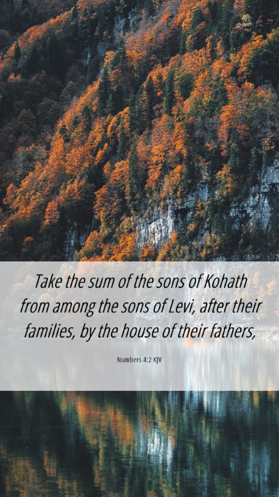 Picture 06 - Numbers 4:2 KJV Mobile Phone Wallpaper - Take the sum of the sons of Kohath from among the - Mobile Bible Verse Wallpaper