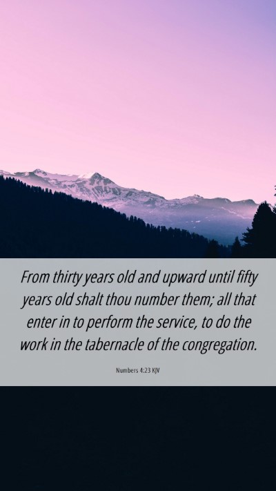 Picture 06 - Numbers 4:23 KJV Mobile Phone Wallpaper - From thirty years old and upward until fifty - Mobile Bible Verse Wallpaper