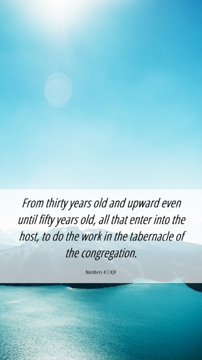 Picture 06 - Numbers 4:3 KJV Mobile Phone Wallpaper - From thirty years old and upward even until fifty - Mobile Bible Verse Wallpaper