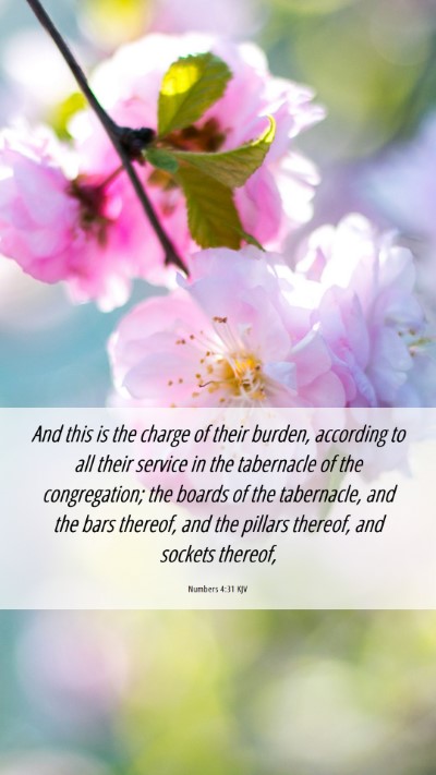 Picture 06 - Numbers 4:31 KJV Mobile Phone Wallpaper - And this is the charge of their burden, according - Mobile Bible Verse Wallpaper