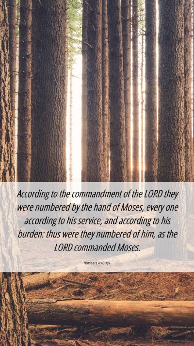 Picture 06 - Numbers 4:49 KJV Mobile Phone Wallpaper - According to the commandment of the LORD they - Mobile Bible Verse Wallpaper
