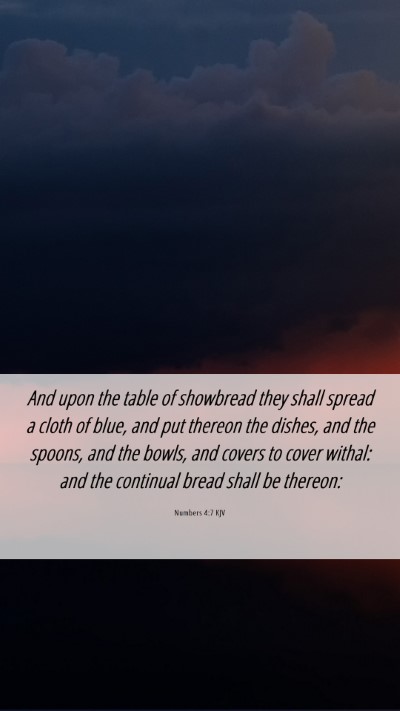 Picture 06 - Numbers 4:7 KJV Mobile Phone Wallpaper - And upon the table of showbread they shall spread - Mobile Bible Verse Wallpaper
