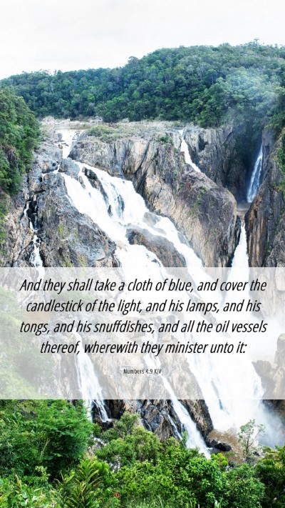 Picture 06 - Numbers 4:9 KJV Mobile Phone Wallpaper - And they shall take a cloth of blue, and cover - Mobile Bible Verse Wallpaper