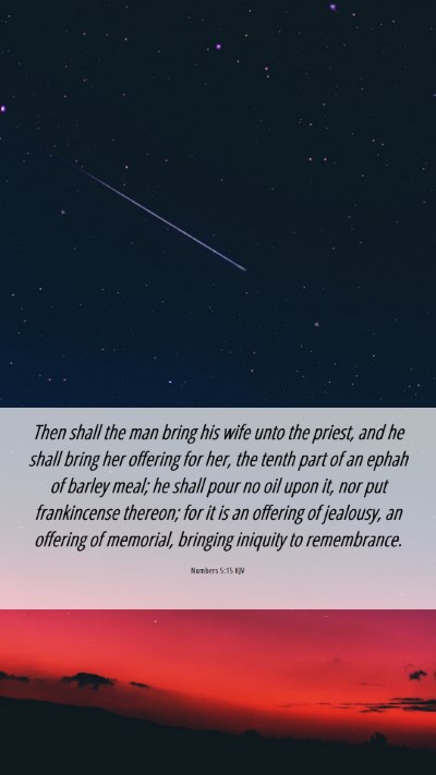 Picture 06 - Numbers 5:15 KJV Mobile Phone Wallpaper - Then shall the man bring his wife unto the - Mobile Bible Verse Wallpaper