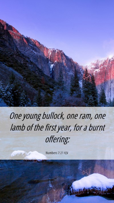 Picture 06 - Numbers 7:21 KJV Mobile Phone Wallpaper - One young bullock, one ram, one lamb of the first - Mobile Bible Verse Wallpaper