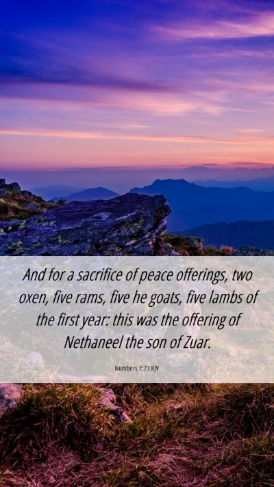 Picture 06 - Numbers 7:23 KJV Mobile Phone Wallpaper - And for a sacrifice of peace offerings, two oxen, - Mobile Bible Verse Wallpaper