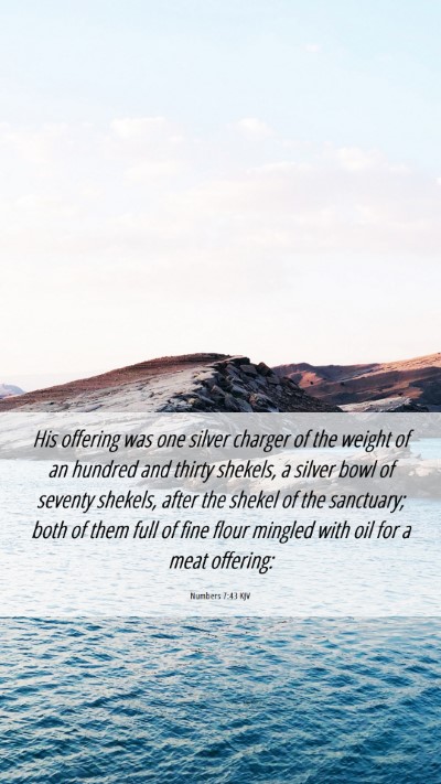 Picture 06 - Numbers 7:43 KJV Mobile Phone Wallpaper - His offering was one silver charger of the weight - Mobile Bible Verse Wallpaper