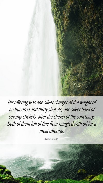 Picture 06 - Numbers 7:55 KJV Mobile Phone Wallpaper - His offering was one silver charger of the weight - Mobile Bible Verse Wallpaper