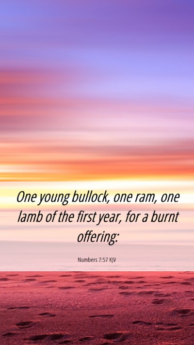 Picture 06 - Numbers 7:57 KJV Mobile Phone Wallpaper - One young bullock, one ram, one lamb of the first - Mobile Bible Verse Wallpaper