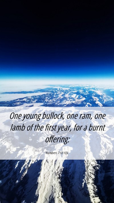 Picture 06 - Numbers 7:69 KJV Mobile Phone Wallpaper - One young bullock, one ram, one lamb of the first - Mobile Bible Verse Wallpaper