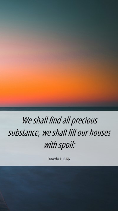 Picture 06 - Proverbs 1:13 KJV Mobile Phone Wallpaper - We shall find all precious substance, we shall - Mobile Bible Verse Wallpaper