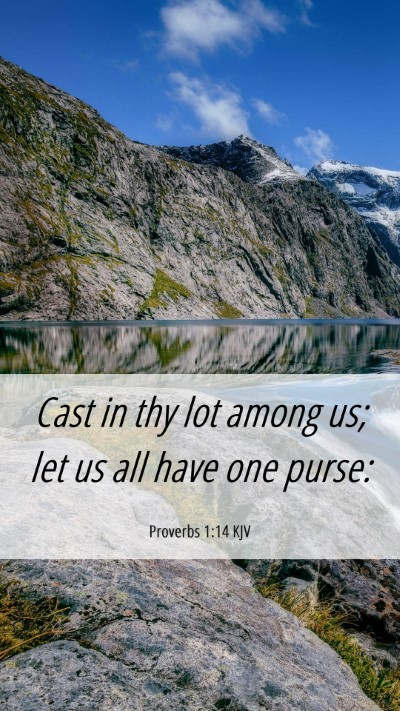 Picture 06 - Proverbs 1:14 KJV Mobile Phone Wallpaper - Cast in thy lot among us; let us all have one - Mobile Bible Verse Wallpaper