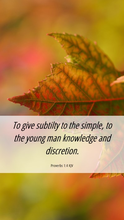 Picture 06 - Proverbs 1:4 KJV Mobile Phone Wallpaper - To give subtilty to the simple, to the young man - Mobile Bible Verse Wallpaper