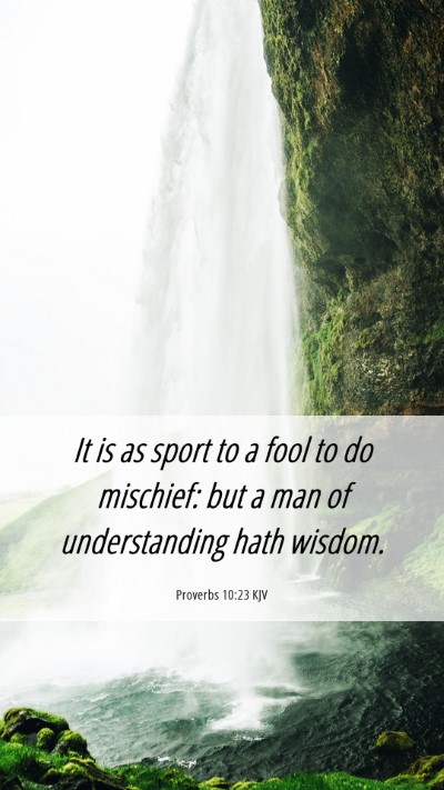 Picture 06 - Proverbs 10:23 KJV Mobile Phone Wallpaper - It is as sport to a fool to do mischief: but a - Mobile Bible Verse Wallpaper